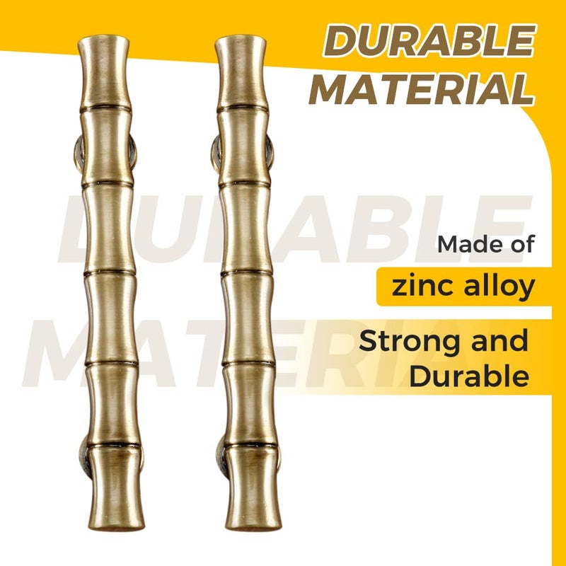 Mgoodoo 5PCS Bamboo Shape Handle, Zinc Alloy Brass Drawer Pull 4.21'' Retro Knob Antique for Cabinet Closet Dresser Bathroom Wardrobe Cupboard(Hole Spacing 64mm/2.52'') - Image 3